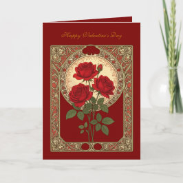 Three Red Roses Art Nouveau Style カード