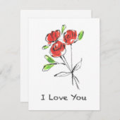 Three Red Roses Bouquet "I love you"カード (正面/裏面)