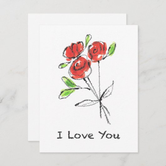 Three Red Roses Bouquet "I love you"カード (正面/裏面)