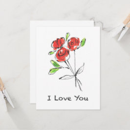 Three Red Roses Bouquet "I love you"カード