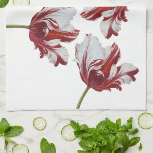 Three Red Tulips キッチンタオル (折り畳み)