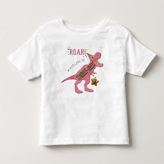 Three-Rex恐竜 3歳誕生日 幼児用Tシャツ トドラーTシャツ (正面)