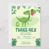 Three Rex 3rd Dinosaur Birthday invitation 招待状 (正面)
