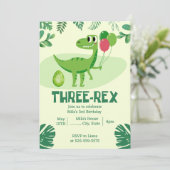 Three Rex 3rd Dinosaur Birthday invitation 招待状 (スタンド正面)