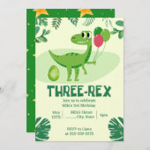 Three Rex 3rd Dinosaur Birthday invitation 招待状 (正面/裏面)