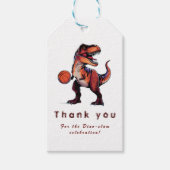 Three-Rex basketball Dino birthday ギフトタグ (正面)