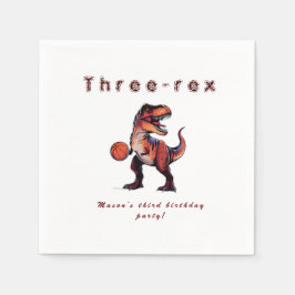 Three-Rex basketball Dino birthday   スタンダードカクテルナプキン