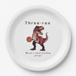 Three-Rex basketball Dino birthday   ペーパープレート