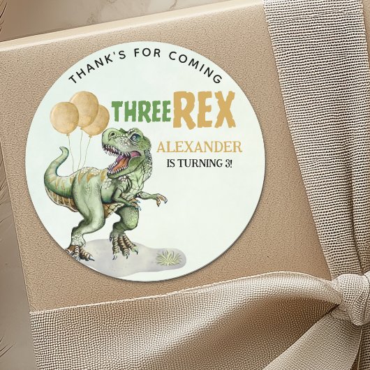 Three Rex - Birthday Boy 3rd with Dinosaur Theme ラウンドシール