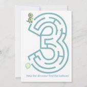 Three-Rex Birthday Invitation with Maze Invitation 招待状 (裏面)