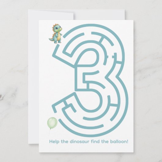 Three-Rex Birthday Invitation with Maze Invitation 招待状 (裏面)