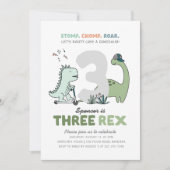 Three Rex Birthday Party Invitation 招待状 (正面)
