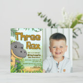 Three Rex Boy 3rd Birthday with Photo 招待状 (スタンド正面)