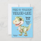 Three-Rex Dinosaur 3rd Birthday Party Invitation 招待状 (正面)