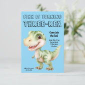 Three-Rex Dinosaur 3rd Birthday Party Invitation 招待状 (スタンド正面)