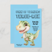 Three-Rex Dinosaur 3rd Birthday Party Invitation 招待状 (正面/裏面)