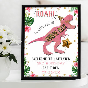 Three-Rex Dinosaur 3rd Birthday Welcome ポスター