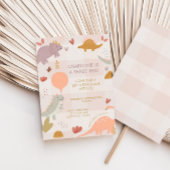 Three Rex Dinosaur 3rd Girl Birthday Invitation 招待状