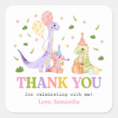 Three Rex Dinosaur Birthday スクエアシール (正面)