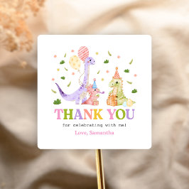 Three Rex Dinosaur Birthday スクエアシール