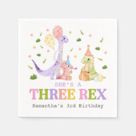 Three Rex Dinosaur Birthday スタンダードカクテルナプキン