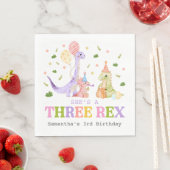 Three Rex Dinosaur Birthday スタンダードランチョンナプキン (インサイチュ)