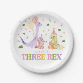Three Rex Dinosaur Birthday ペーパープレート