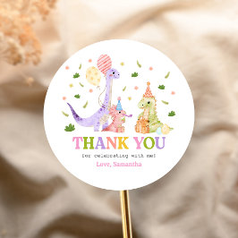 Three Rex Dinosaur Birthday ラウンドシール