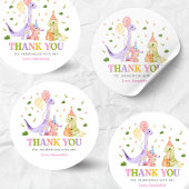 Three Rex Dinosaur Birthday ラウンドシール