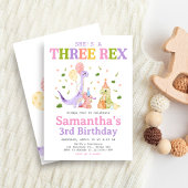 Three Rex Dinosaur Birthday 招待状