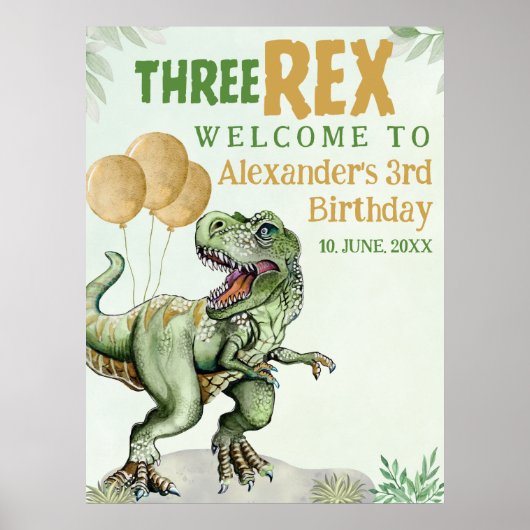 Three Rex - Funny Birthday 3rd Boy Dinosaur ポスター (正面)