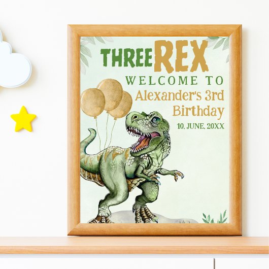 Three Rex - Funny Birthday 3rd Boy Dinosaur ポスター