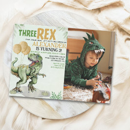 Three Rex - Funny Birthday 3rd Boy Dinosaur 招待状
