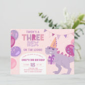 Three Rex Girl Invitation. T-Rex 3rd Birthday 招待状 (スタンド正面)