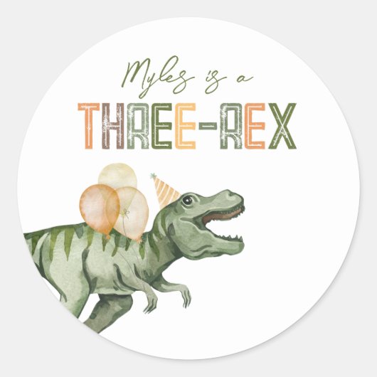 Three-Rex Party Stickers  ラウンドシール (正面)