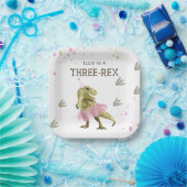 Three Rex & Pink Tutu Birthday Party Paper Plate ペーパープレート (パーティー)