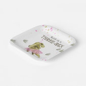 Three Rex & Pink Tutu Birthday Party Paper Plate ペーパープレート (傾斜あり)