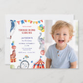 Three Ring Circus 3rd Birthday Carnival Photo 招待状 (正面)
