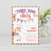 Three Ring Circus Circus Animal 3rd Birthday Party 招待状 (スタンド正面)