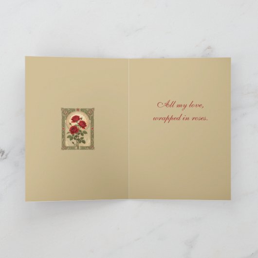Three Romantic Red Roses Art Nouveau Style カード (内部)