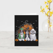 Three Saint Bernard St. Bernard Dog Halloween Ghos カード (黄色い花)