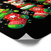 Three Santa Elf Corgis Inside Xmas Socks Owner Kid ポスター (角)