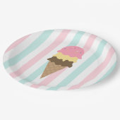 Three Scoop Waffle Cone Birthday Party ペーパープレート (アングル)