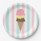 Three Scoop Waffle Cone Birthday Party ペーパープレート (正面)