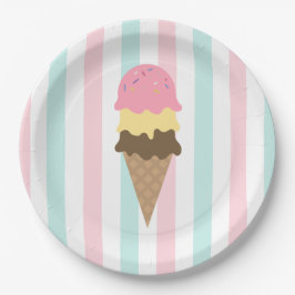 Three Scoop Waffle Cone Birthday Party ペーパープレート