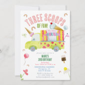 Three Scoops Of Fun Ice Cream Truck 3rd Birthday  招待状 (正面)