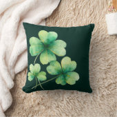 Three Shamrocks with Crossed Stems Accent Pillow クッション (ブランケット)