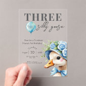 Three Silly Goose Boy 3rd Birthday  Invitation アクリル招待状 (インサイチュ (ポータブル))