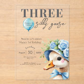 Three Silly Goose Boy 3rd Birthday  Invitation アクリル招待状 (正面)