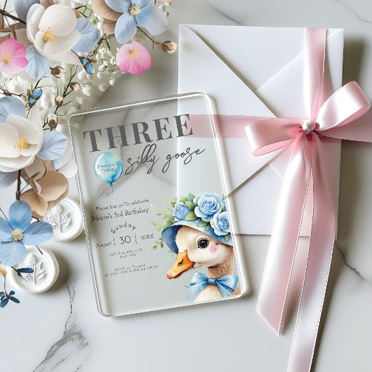Three Silly Goose Boy 3rd Birthday  Invitation アクリル招待状
